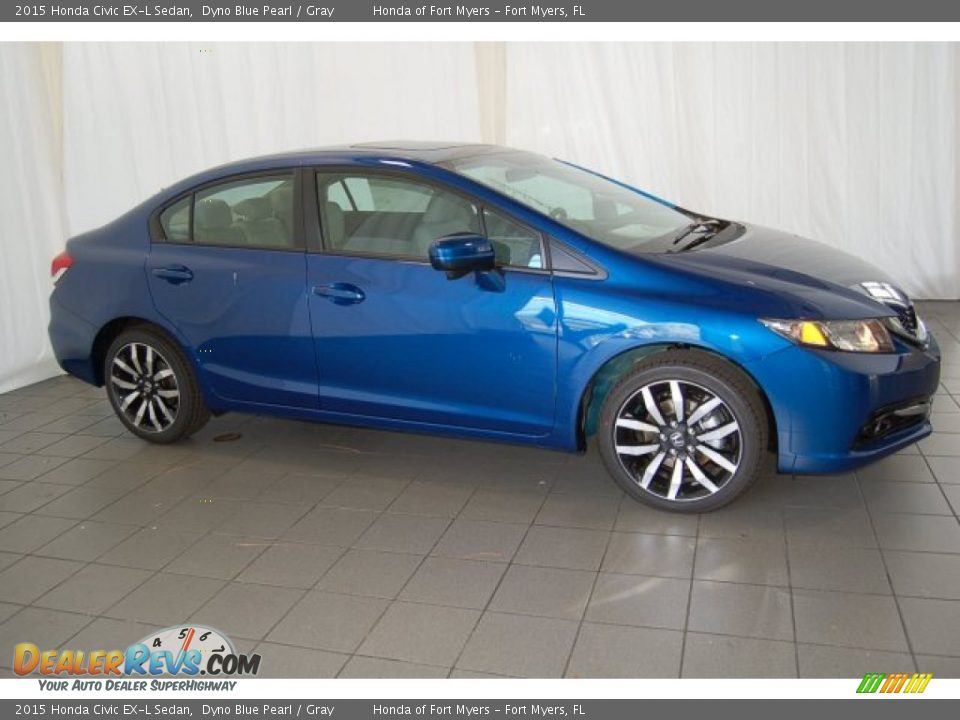 2015 Honda Civic EX-L Sedan Dyno Blue Pearl / Gray Photo #5