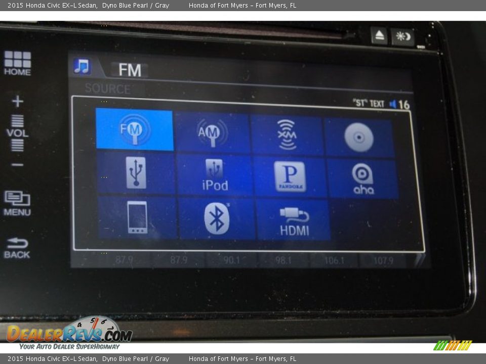 2015 Honda Civic EX-L Sedan Dyno Blue Pearl / Gray Photo #16