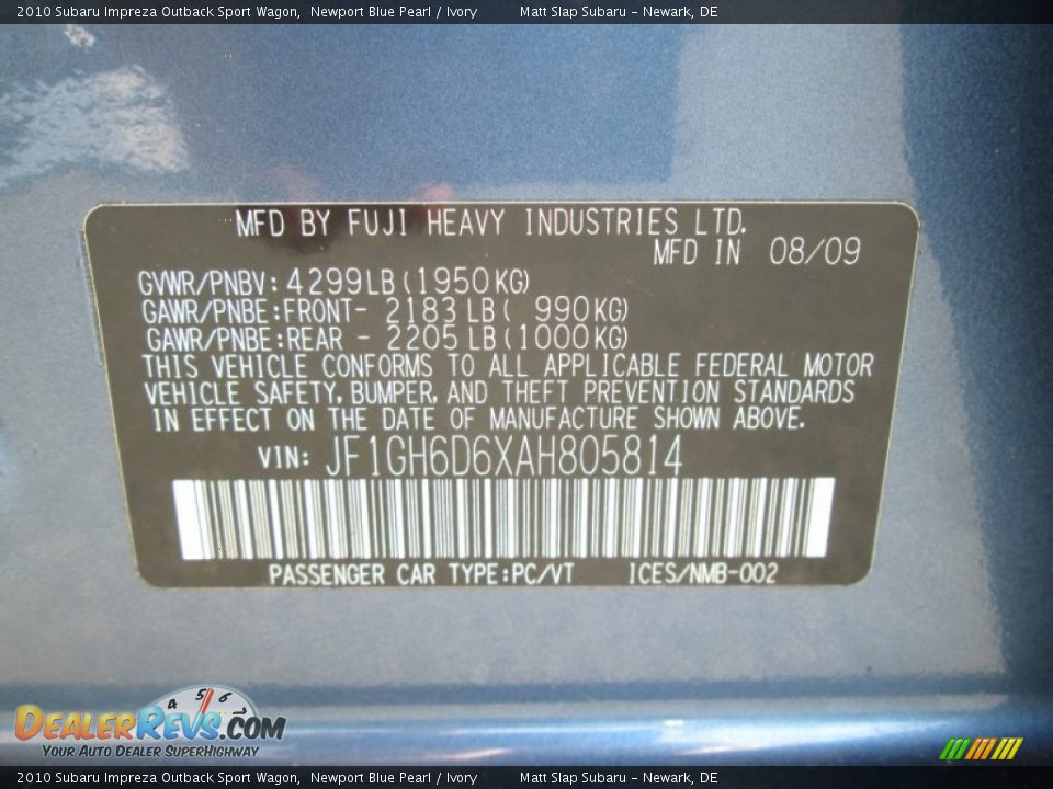 2010 Subaru Impreza Outback Sport Wagon Newport Blue Pearl / Ivory Photo #29