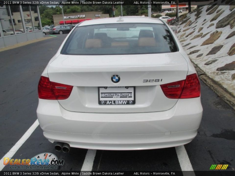 2011 BMW 3 Series 328i xDrive Sedan Alpine White / Saddle Brown Dakota Leather Photo #4