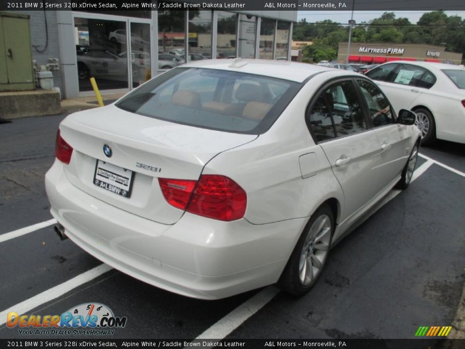 2011 BMW 3 Series 328i xDrive Sedan Alpine White / Saddle Brown Dakota Leather Photo #5