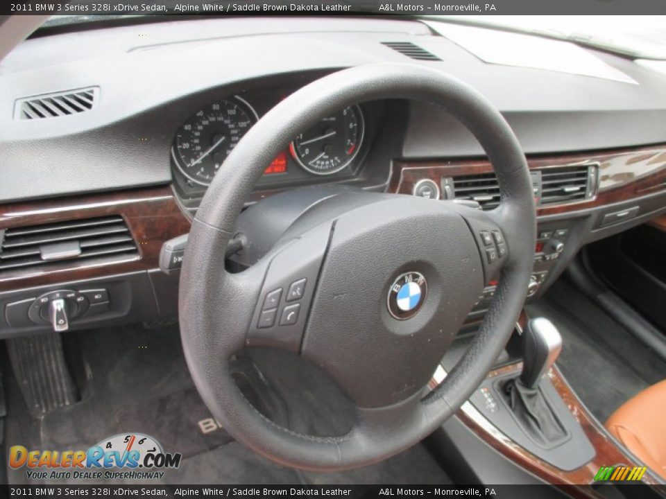 2011 BMW 3 Series 328i xDrive Sedan Alpine White / Saddle Brown Dakota Leather Photo #14