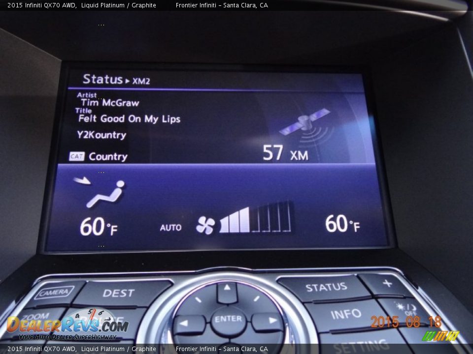 2015 Infiniti QX70 AWD Liquid Platinum / Graphite Photo #25