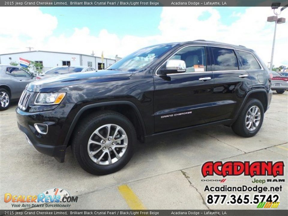 2015 Jeep Grand Cherokee Limited Brilliant Black Crystal Pearl / Black/Light Frost Beige Photo #1