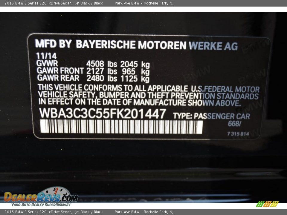 2015 BMW 3 Series 320i xDrive Sedan Jet Black / Black Photo #35