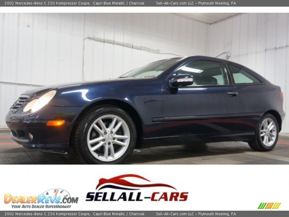 2002 Mercedes-Benz C 230 Kompressor Coupe Capri Blue Metallic / Charcoal Photo #1