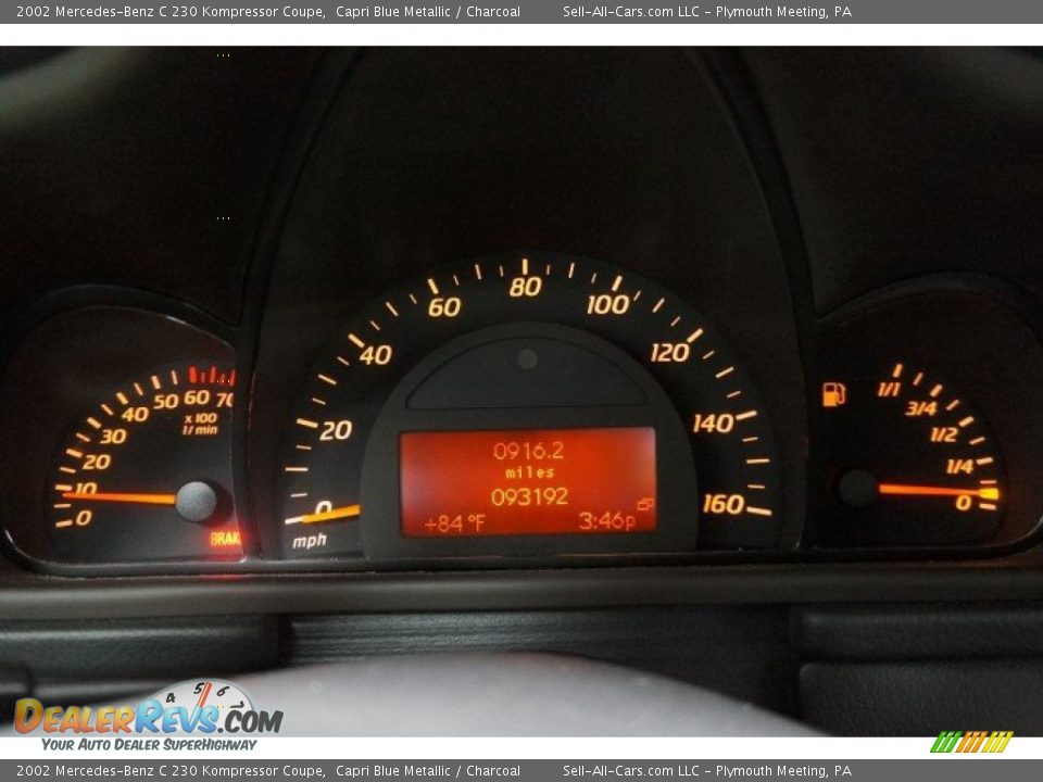 2002 Mercedes-Benz C 230 Kompressor Coupe Capri Blue Metallic / Charcoal Photo #24
