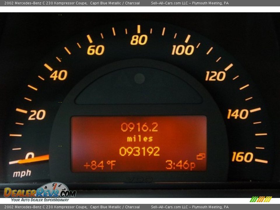 2002 Mercedes-Benz C 230 Kompressor Coupe Capri Blue Metallic / Charcoal Photo #25