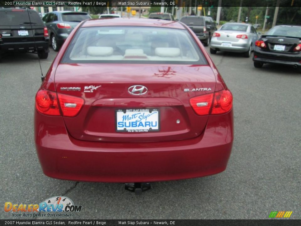 2007 Hyundai Elantra GLS Sedan Redfire Pearl / Beige Photo #7