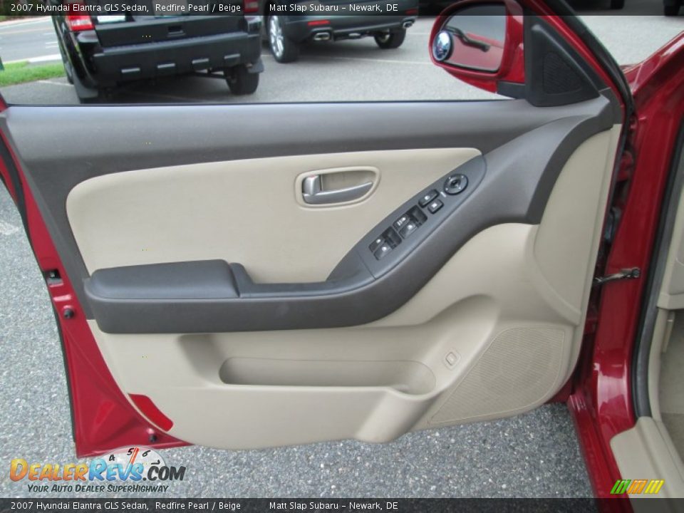 2007 Hyundai Elantra GLS Sedan Redfire Pearl / Beige Photo #12