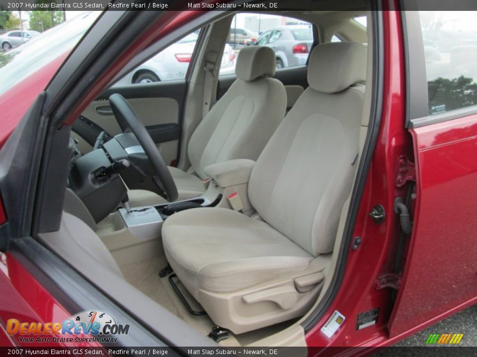 2007 Hyundai Elantra GLS Sedan Redfire Pearl / Beige Photo #14