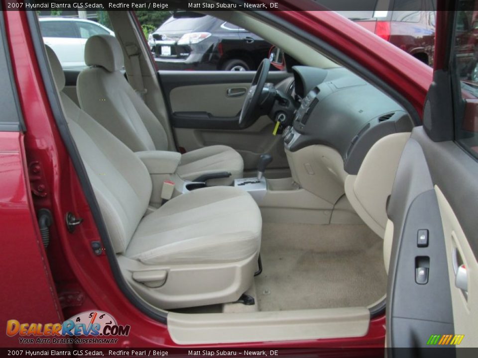 2007 Hyundai Elantra GLS Sedan Redfire Pearl / Beige Photo #17