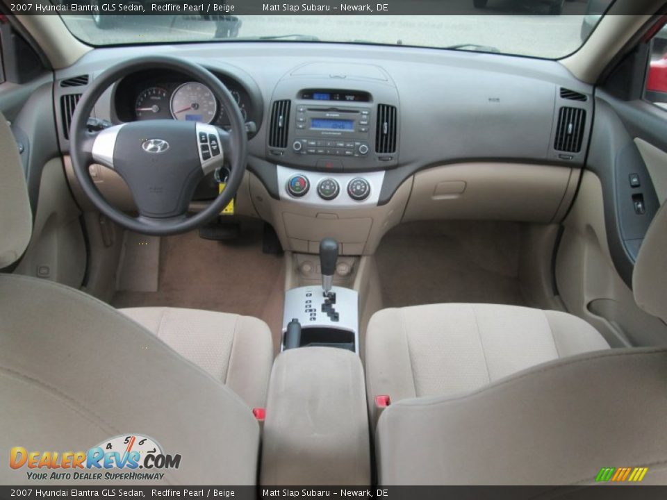2007 Hyundai Elantra GLS Sedan Redfire Pearl / Beige Photo #23