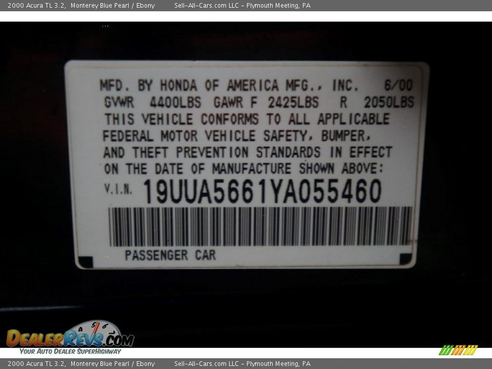 2000 Acura TL 3.2 Monterey Blue Pearl / Ebony Photo #14
