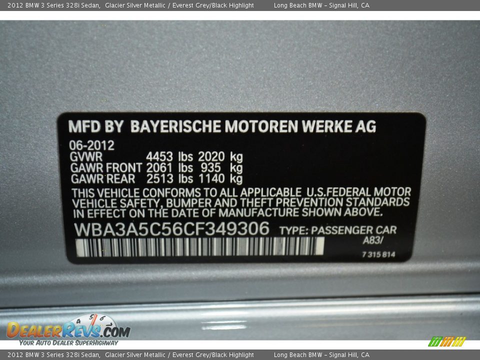 2012 BMW 3 Series 328i Sedan Glacier Silver Metallic / Everest Grey/Black Highlight Photo #11