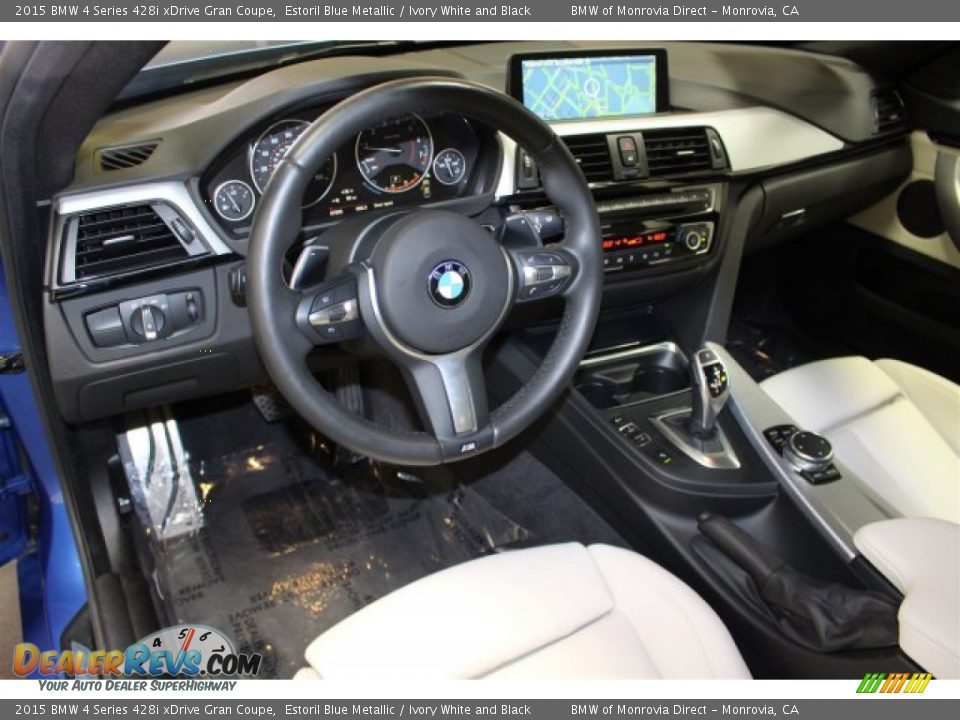 Ivory White and Black Interior - 2015 BMW 4 Series 428i xDrive Gran Coupe Photo #9