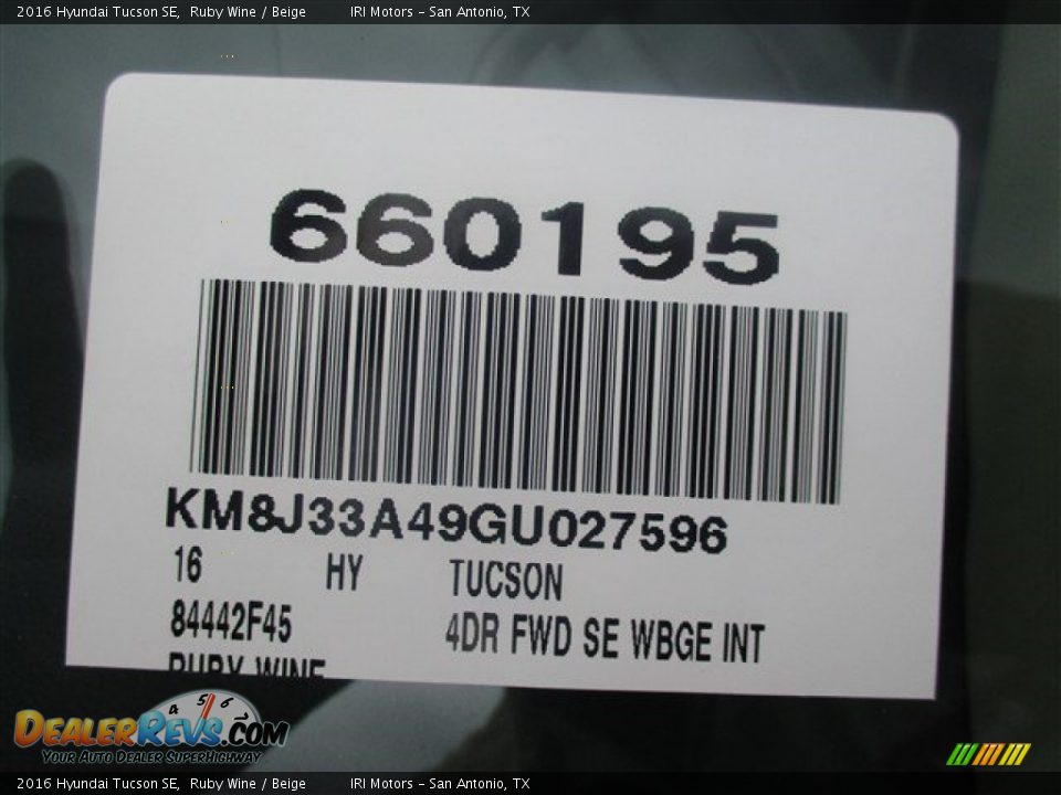 2016 Hyundai Tucson SE Ruby Wine / Beige Photo #16