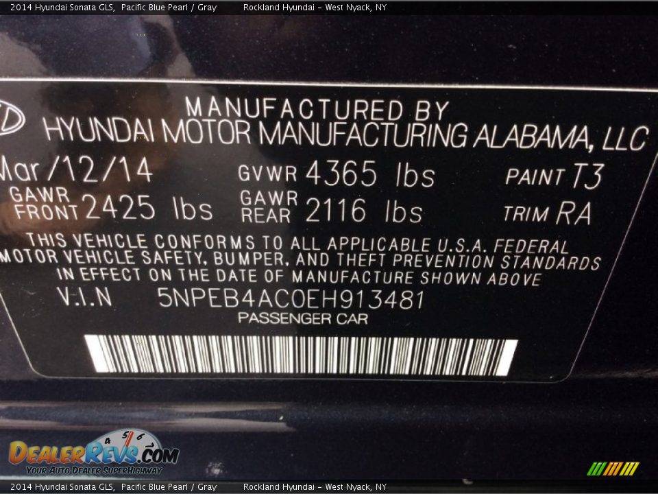 2014 Hyundai Sonata GLS Pacific Blue Pearl / Gray Photo #32