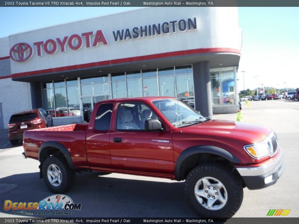 2003 Toyota Tacoma V6 TRD Xtracab 4x4 Impulse Red Pearl / Oak Photo #2