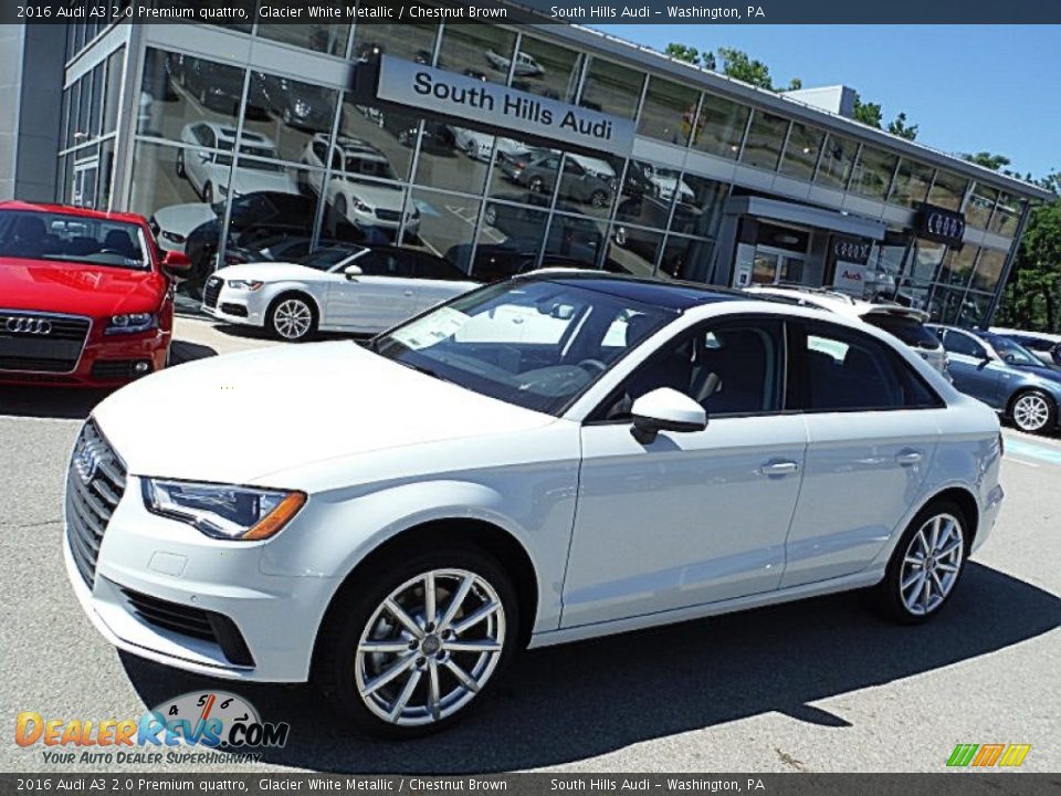 2016 Audi A3 2.0 Premium quattro Glacier White Metallic / Chestnut Brown Photo #1