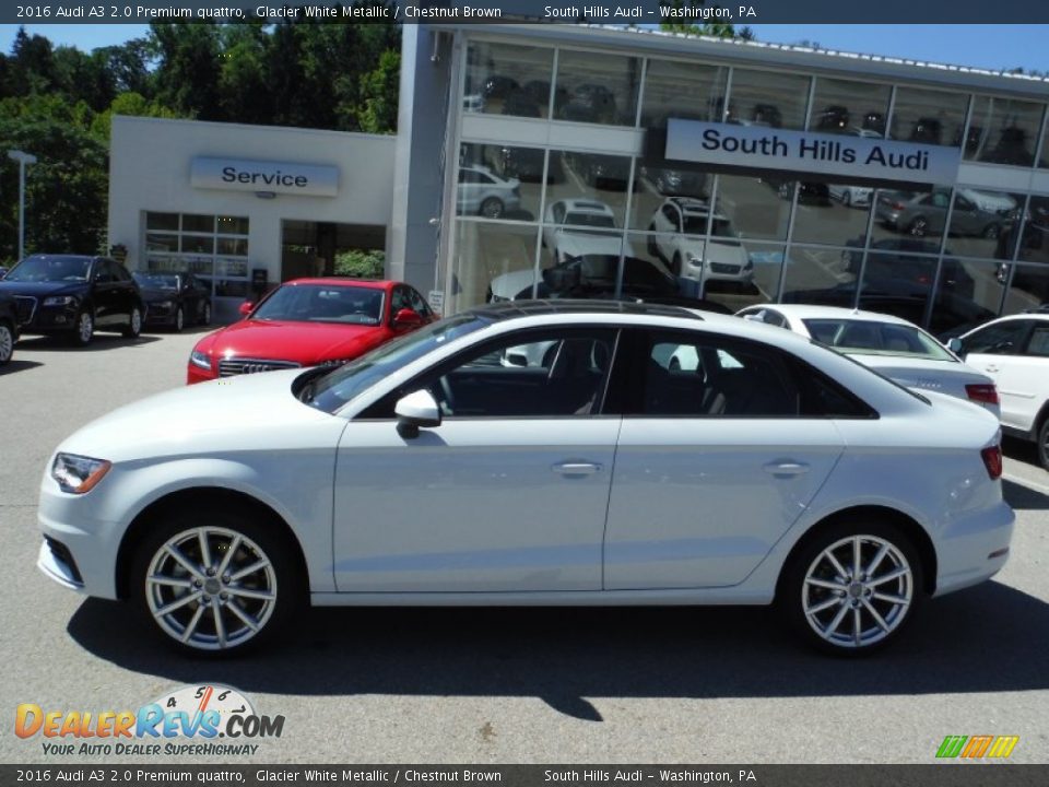 2016 Audi A3 2.0 Premium quattro Glacier White Metallic / Chestnut Brown Photo #2