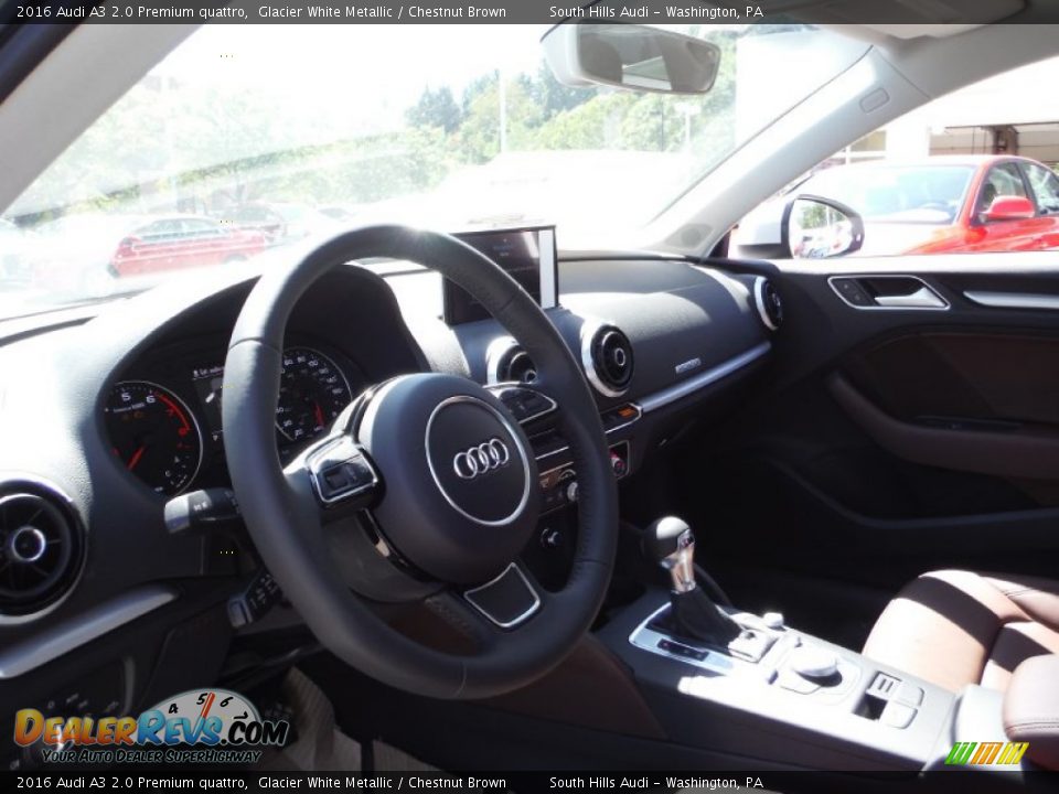 2016 Audi A3 2.0 Premium quattro Glacier White Metallic / Chestnut Brown Photo #19