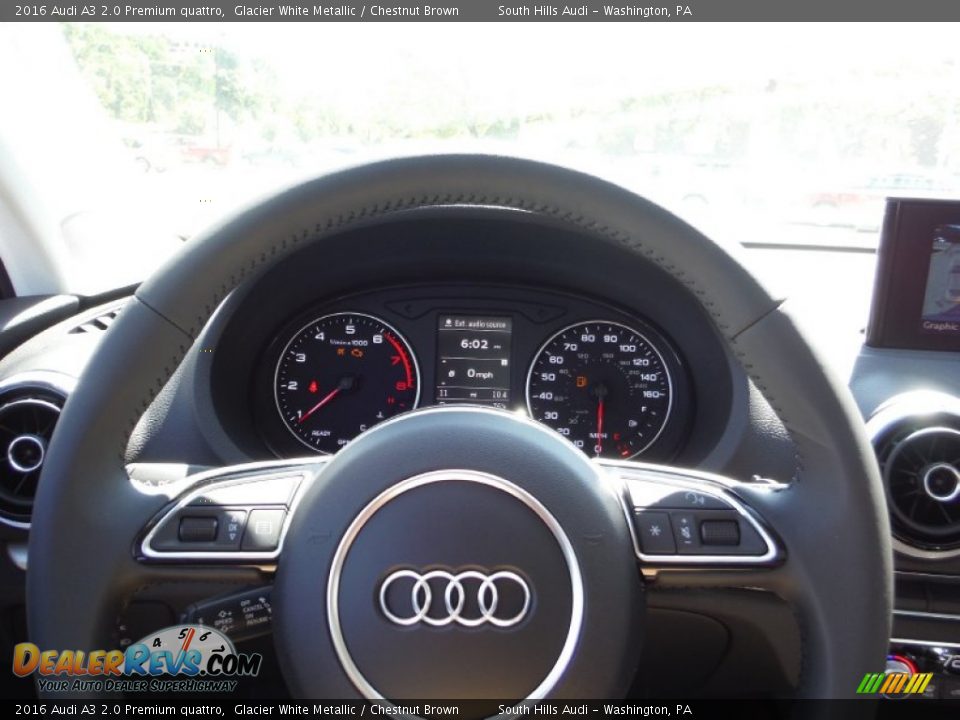 2016 Audi A3 2.0 Premium quattro Glacier White Metallic / Chestnut Brown Photo #31