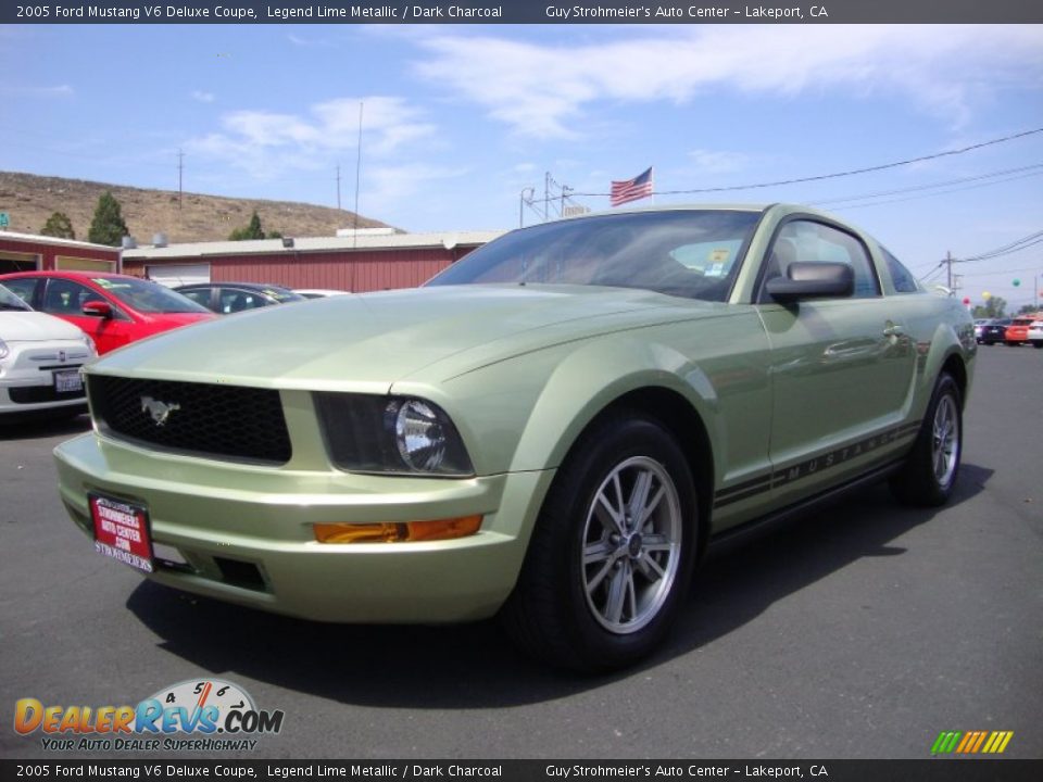 2005 Ford Mustang V6 Deluxe Coupe Legend Lime Metallic / Dark Charcoal Photo #3