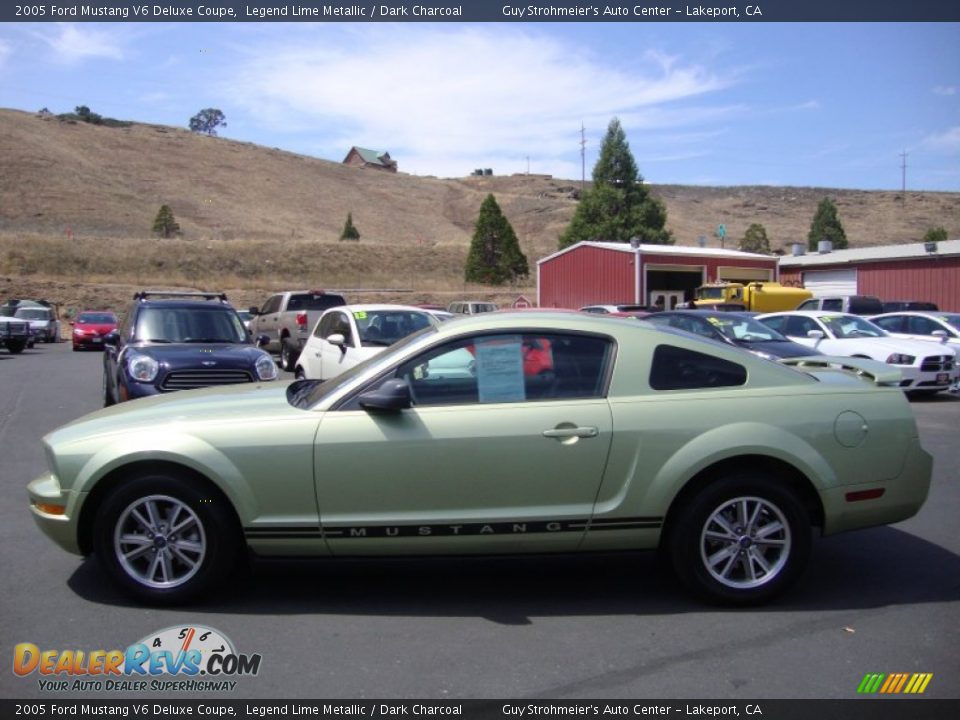 2005 Ford Mustang V6 Deluxe Coupe Legend Lime Metallic / Dark Charcoal Photo #4