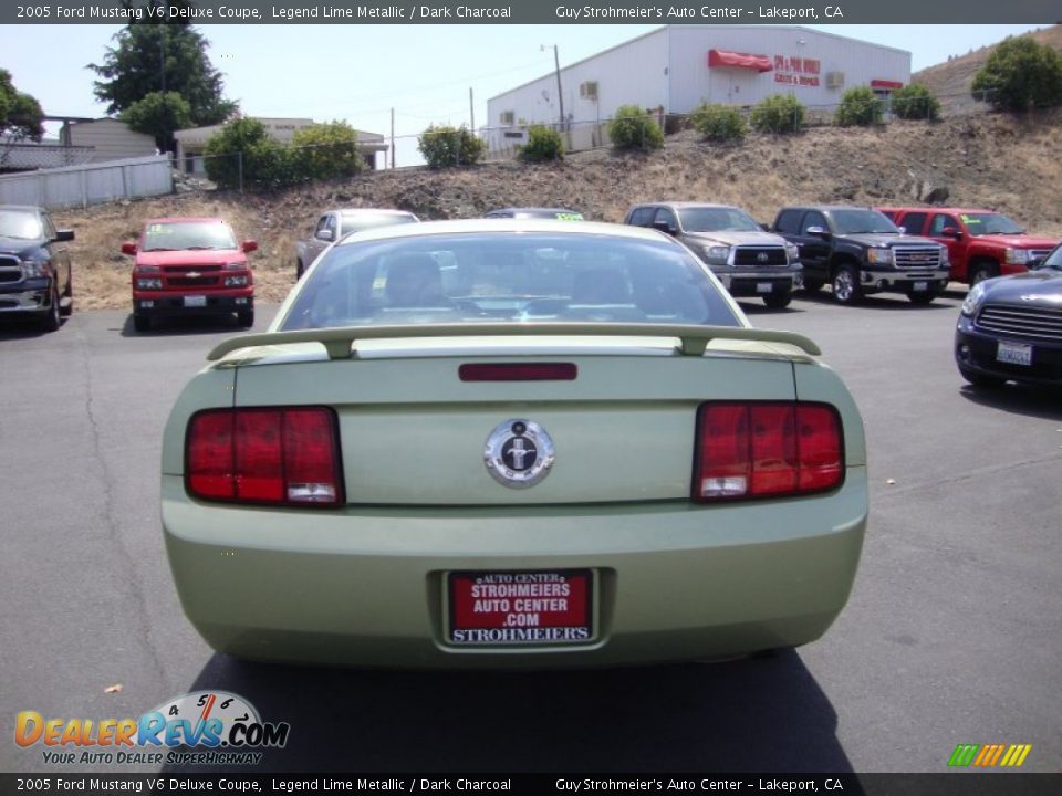 2005 Ford Mustang V6 Deluxe Coupe Legend Lime Metallic / Dark Charcoal Photo #6
