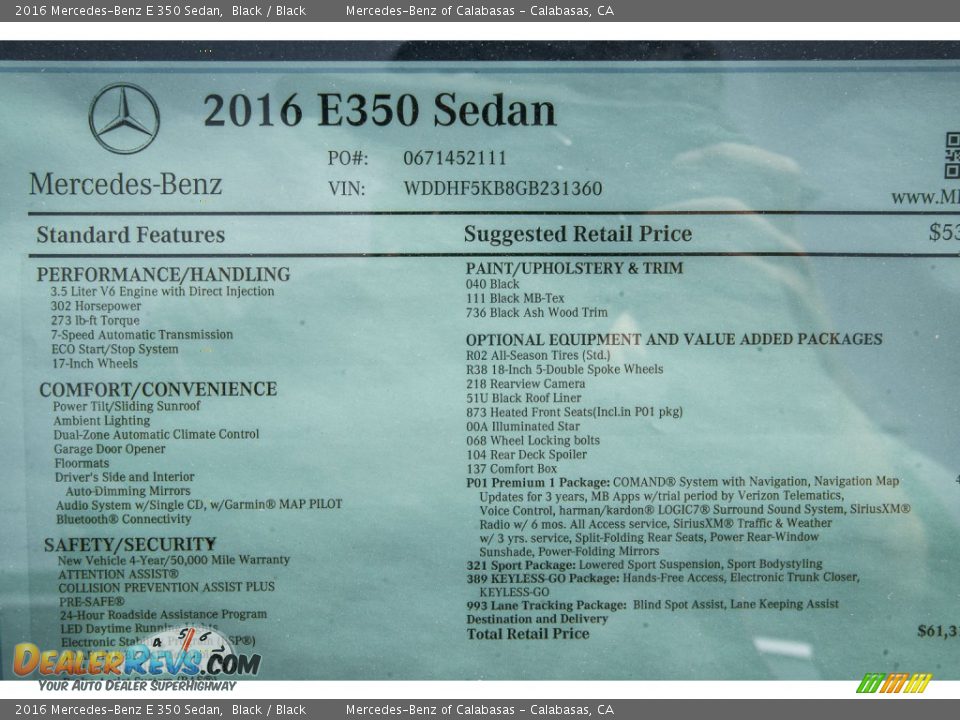 2016 Mercedes-Benz E 350 Sedan Black / Black Photo #11