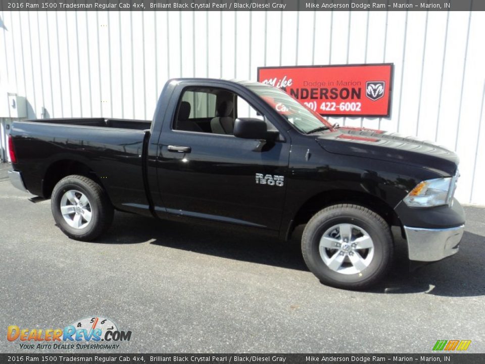 2016 Ram 1500 Tradesman Regular Cab 4x4 Brilliant Black Crystal Pearl / Black/Diesel Gray Photo #2
