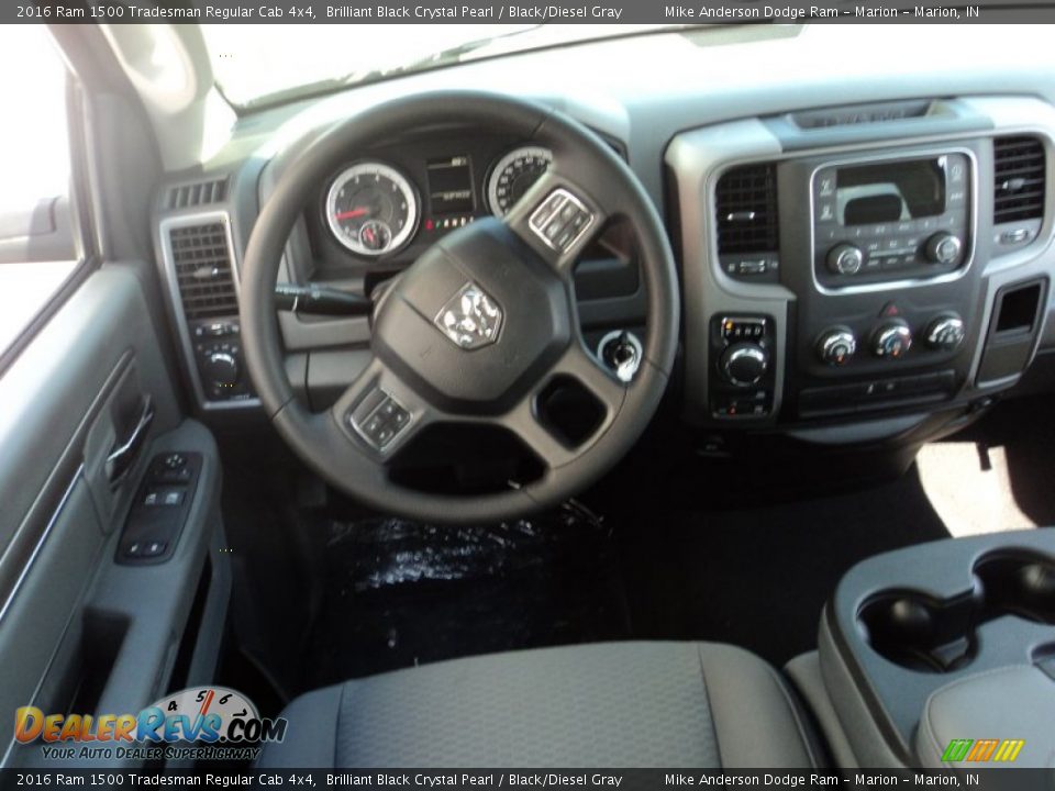 2016 Ram 1500 Tradesman Regular Cab 4x4 Brilliant Black Crystal Pearl / Black/Diesel Gray Photo #4