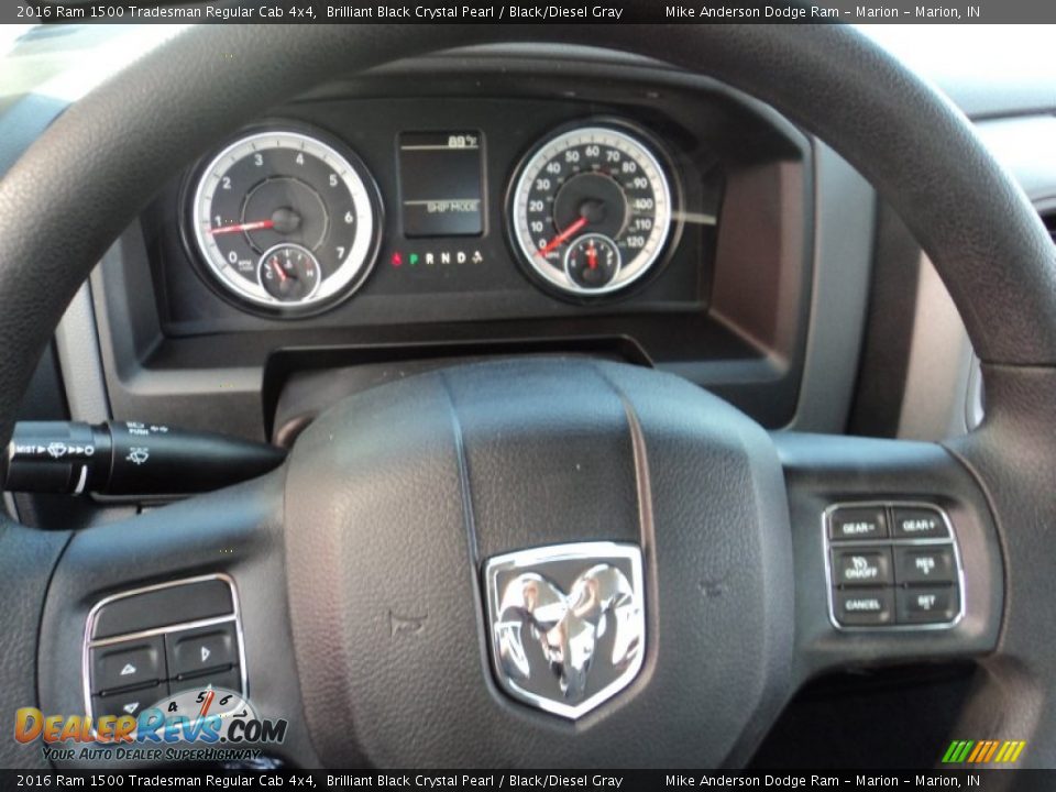 2016 Ram 1500 Tradesman Regular Cab 4x4 Brilliant Black Crystal Pearl / Black/Diesel Gray Photo #7