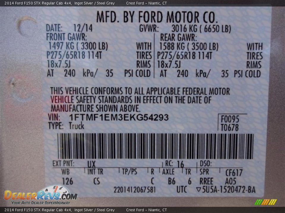 2014 Ford F150 STX Regular Cab 4x4 Ingot Silver / Steel Grey Photo #13
