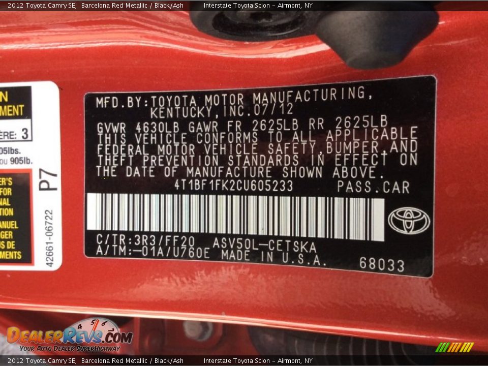 2012 Toyota Camry SE Barcelona Red Metallic / Black/Ash Photo #24