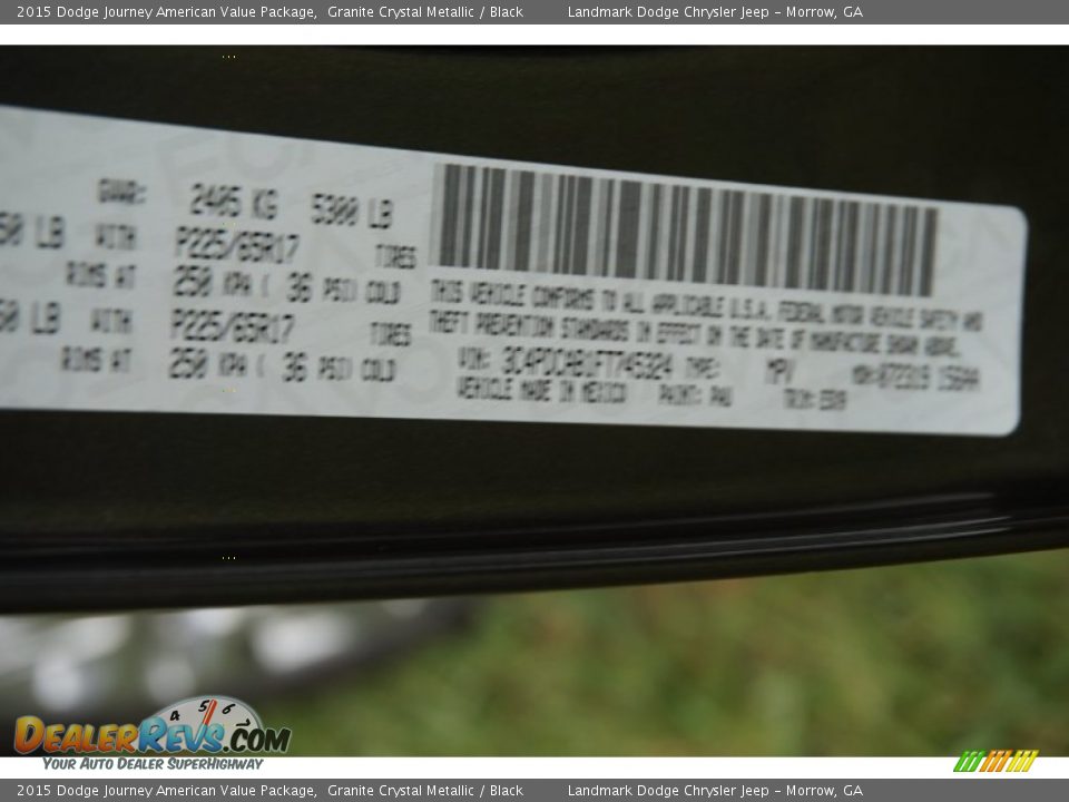 2015 Dodge Journey American Value Package Granite Crystal Metallic / Black Photo #9