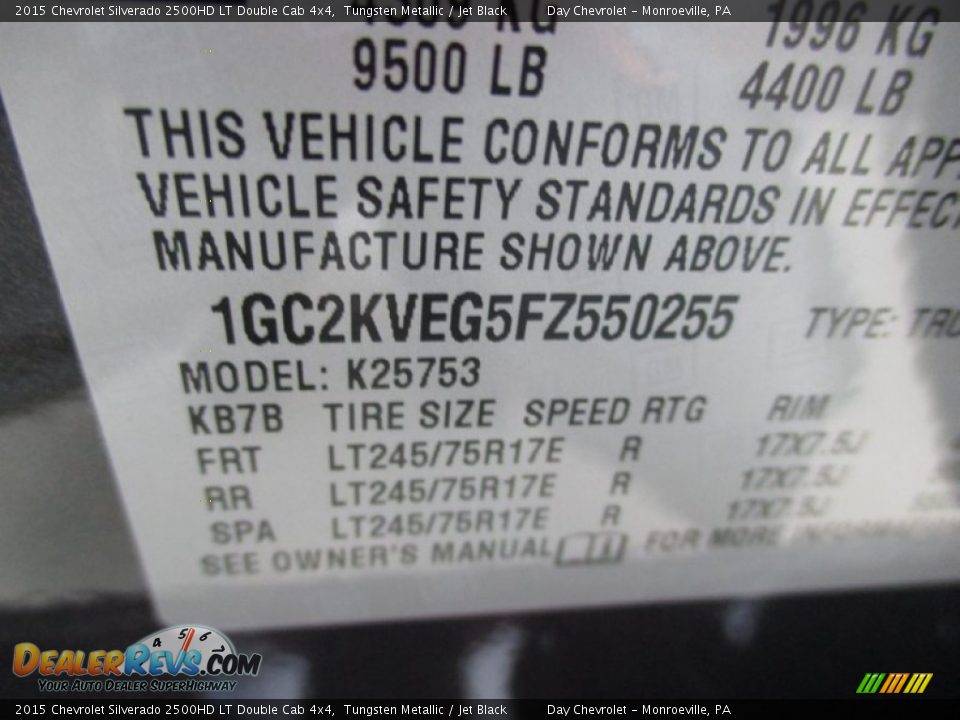 2015 Chevrolet Silverado 2500HD LT Double Cab 4x4 Tungsten Metallic / Jet Black Photo #19
