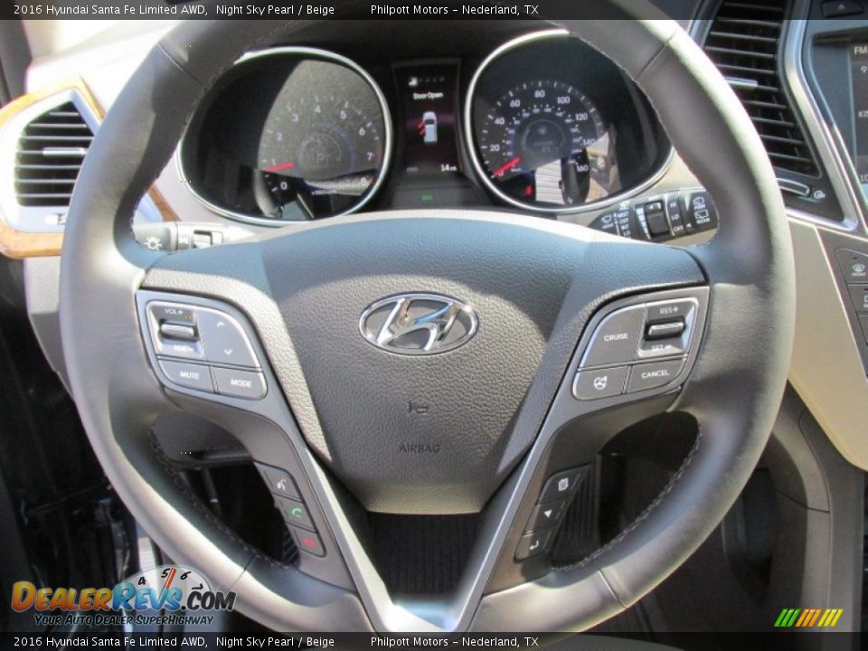 2016 Hyundai Santa Fe Limited AWD Steering Wheel Photo #34