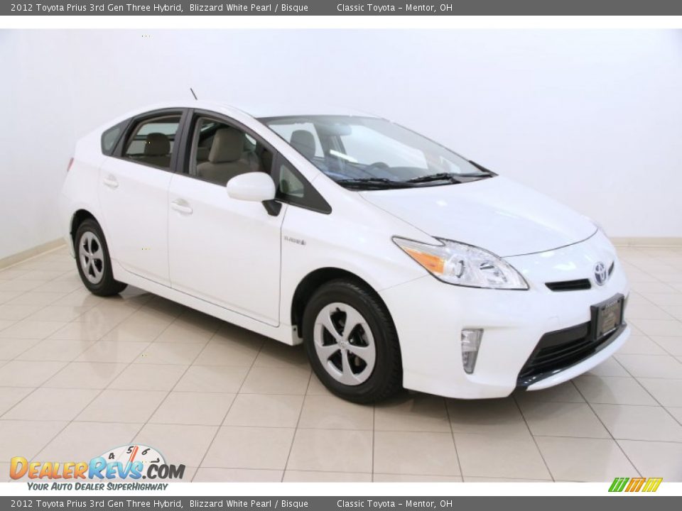 2012 Toyota Prius 3rd Gen Three Hybrid Blizzard White Pearl / Bisque Photo #1