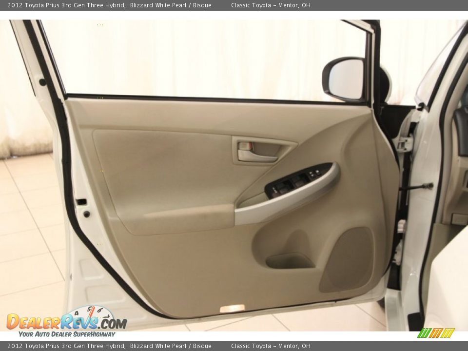 2012 Toyota Prius 3rd Gen Three Hybrid Blizzard White Pearl / Bisque Photo #4