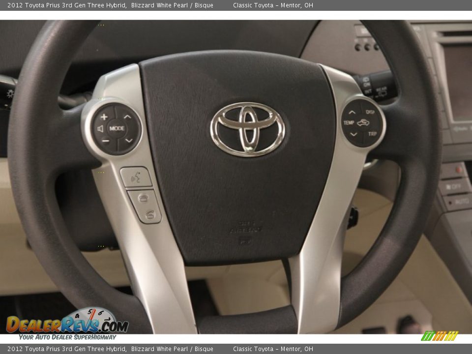2012 Toyota Prius 3rd Gen Three Hybrid Blizzard White Pearl / Bisque Photo #6