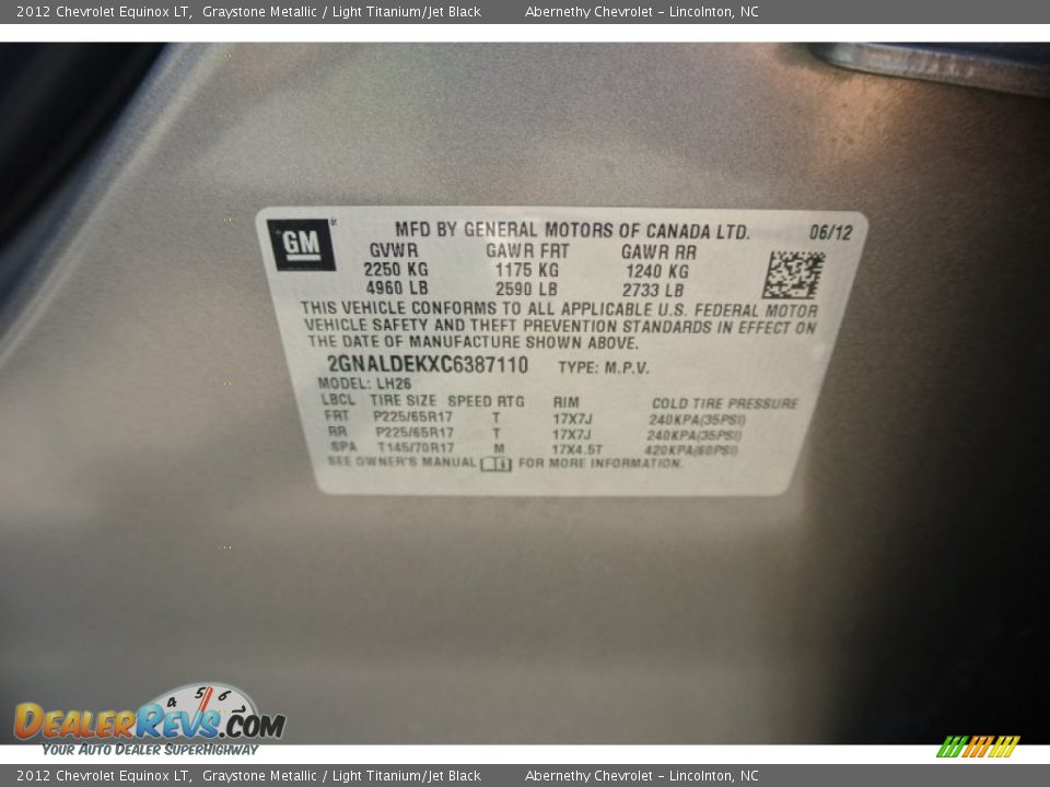 2012 Chevrolet Equinox LT Graystone Metallic / Light Titanium/Jet Black Photo #25