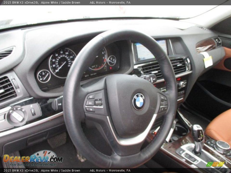 2015 BMW X3 xDrive28i Alpine White / Saddle Brown Photo #14