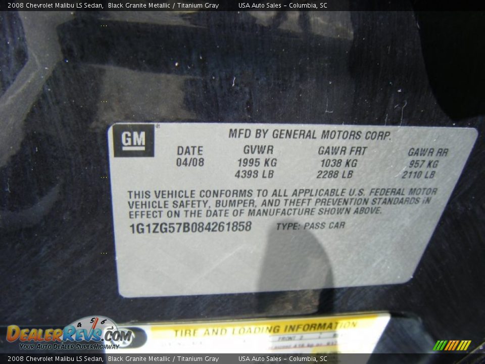 2008 Chevrolet Malibu LS Sedan Black Granite Metallic / Titanium Gray Photo #17