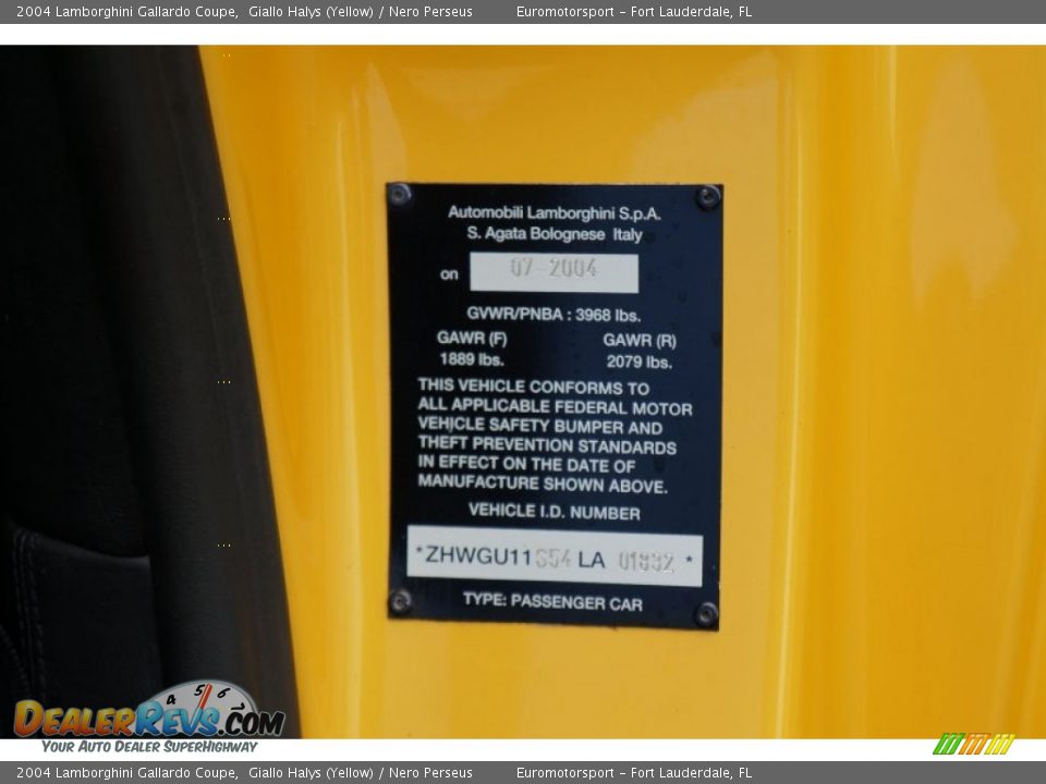 2004 Lamborghini Gallardo Coupe Giallo Halys (Yellow) / Nero Perseus Photo #47
