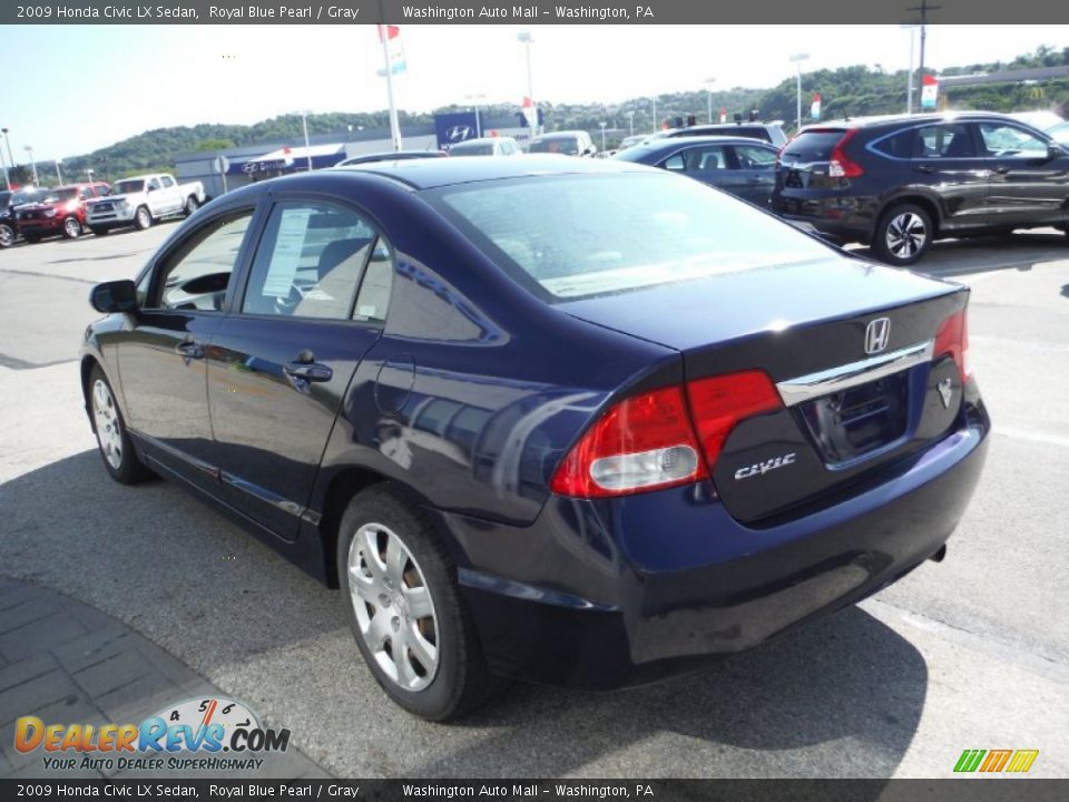 2009 Honda Civic LX Sedan Royal Blue Pearl / Gray Photo #7