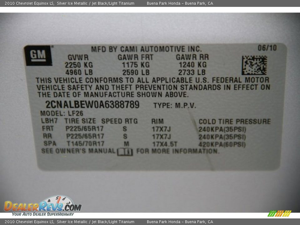 2010 Chevrolet Equinox LS Silver Ice Metallic / Jet Black/Light Titanium Photo #29