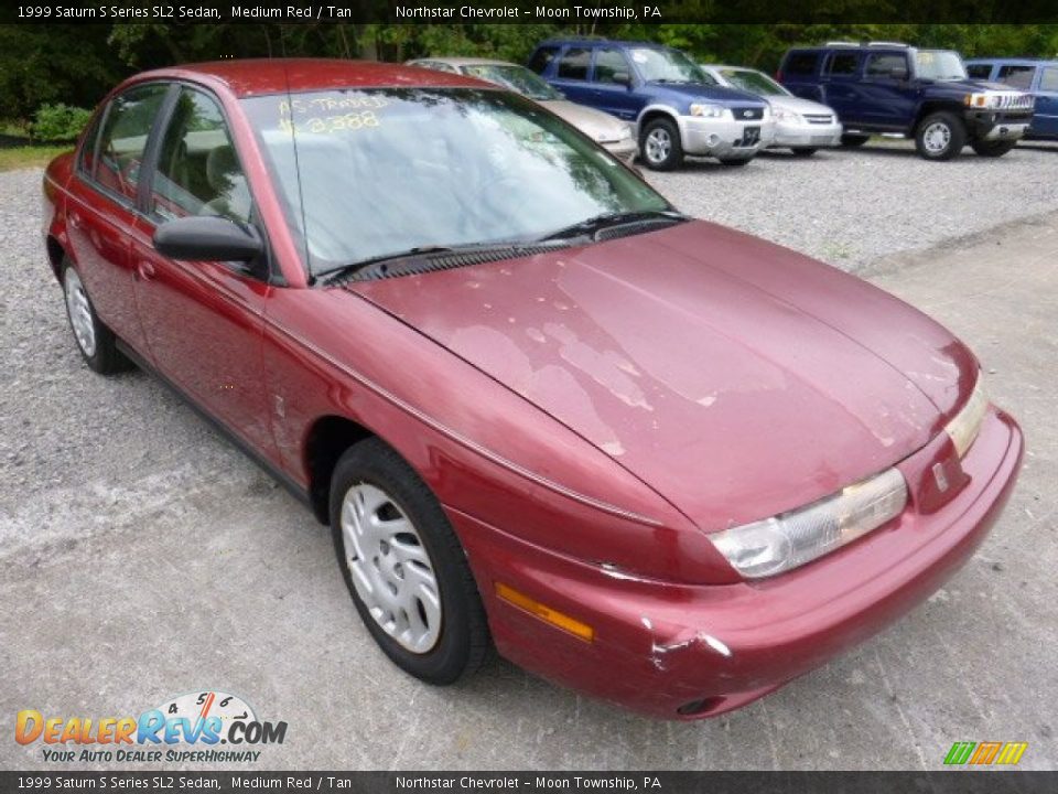 1999 Saturn S Series SL2 Sedan Medium Red / Tan Photo #5