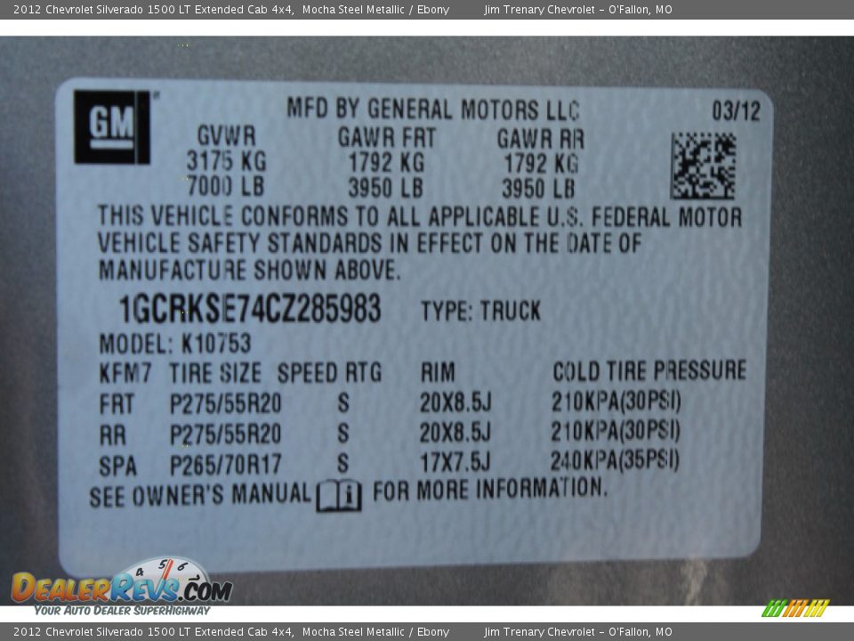 2012 Chevrolet Silverado 1500 LT Extended Cab 4x4 Mocha Steel Metallic / Ebony Photo #16